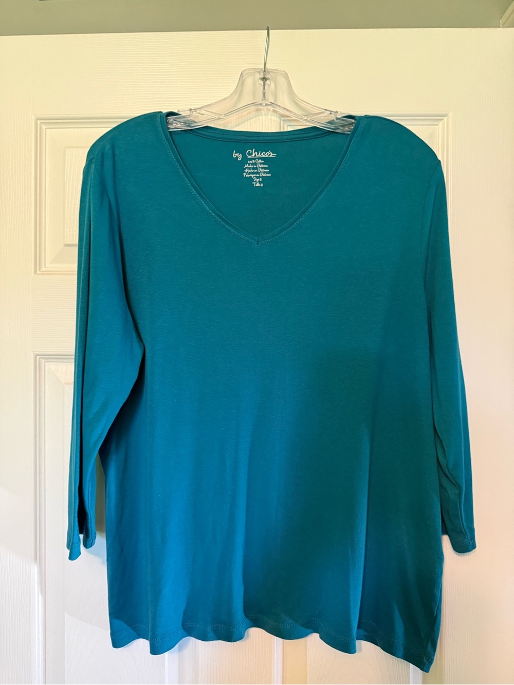 Chico's Teal V-Neck Long Sleeve Top